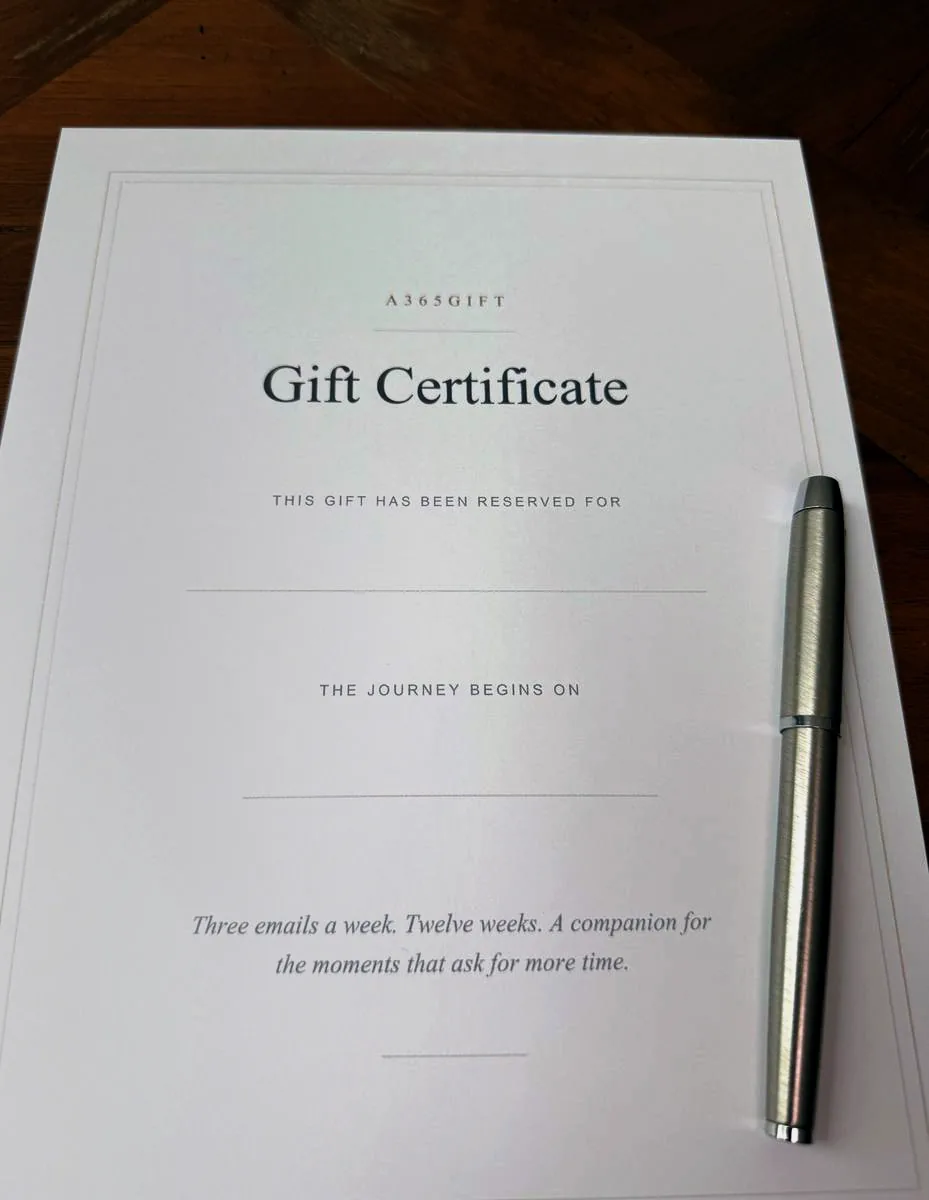 The gift certificate on a table
