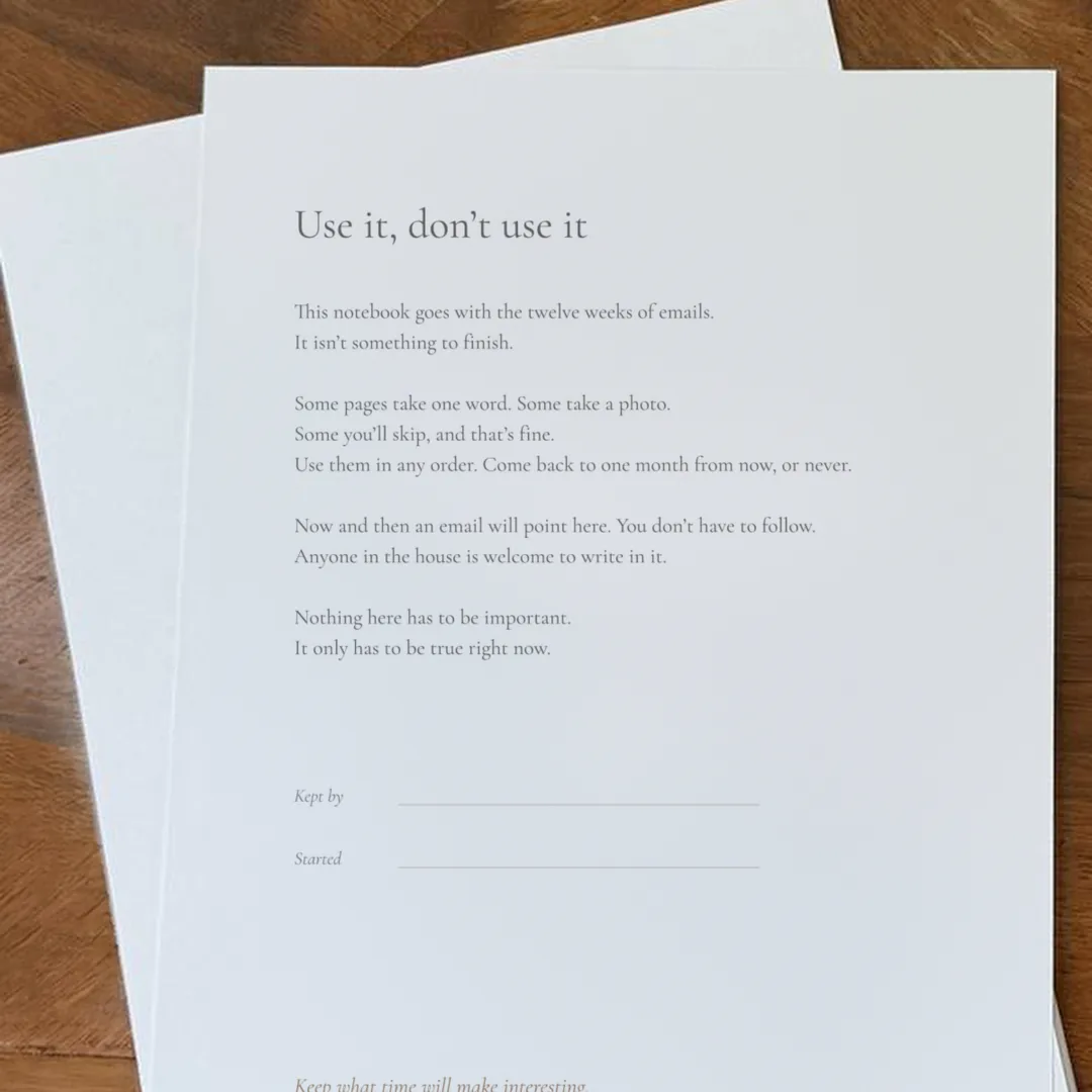 The first page of The Before Notebook: Use it, don't use it.